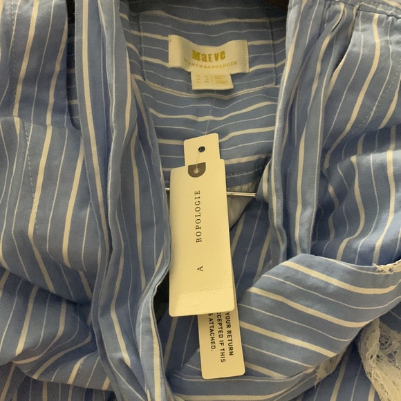 📌 NWT Maeve V-Neck Lace Twofer Mini Shirt Dress - Picture 2 of 3